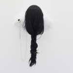 Hair needles and shoulder badge
synthetic wig, plaster, brass, canvas, wire chainCarla Cescon, 2015