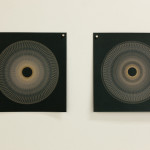 Ben Denham 
Variable speed spiral no. 15a (grey), no. 12a (grey), 2016 
445nm laser on paper
Six works: 20 x 20 cm (each)